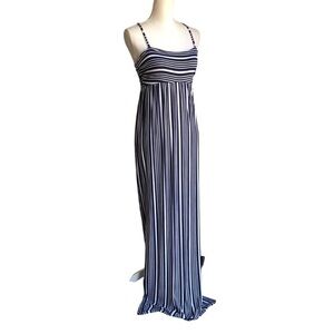Chaser Womens Maxi Dress Blue White Striped Size Small